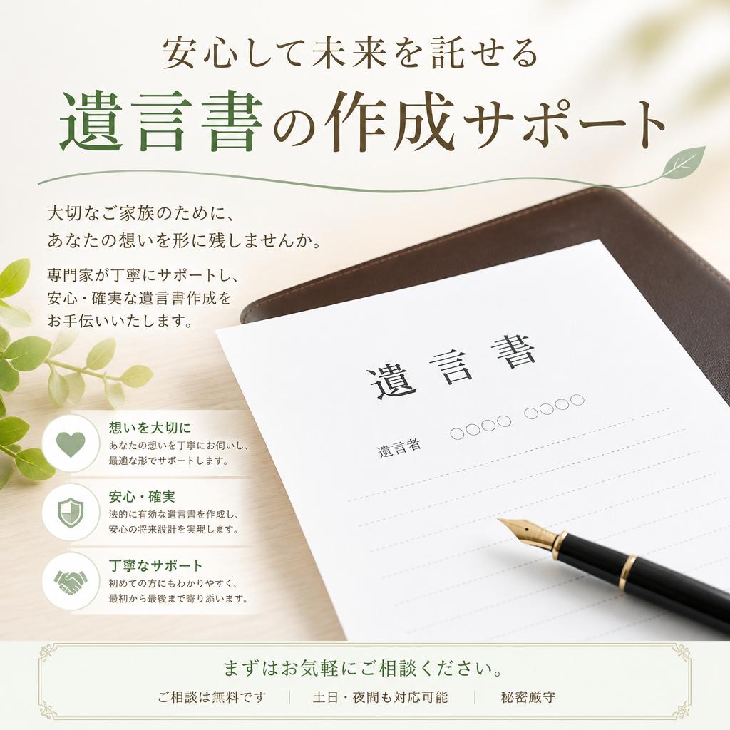 安心して未来を託せる遺言書の作成サポート